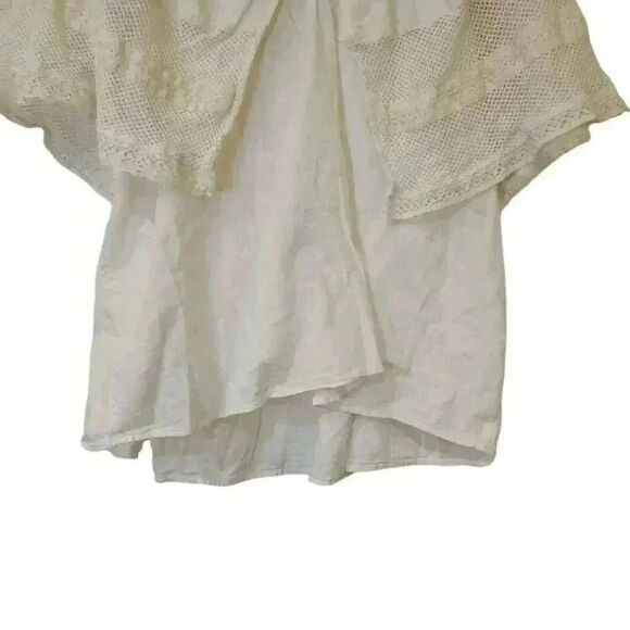 Old Navy Women's Cream Cotton Crochet Lace Flutter Sleeve Swing Top - Picture 5 of 13